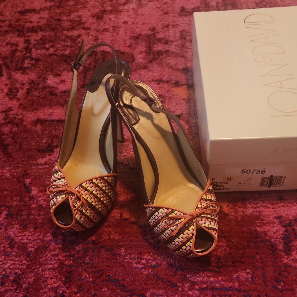 Joan & David Multicolor Peep-Toe Slingback Heels
